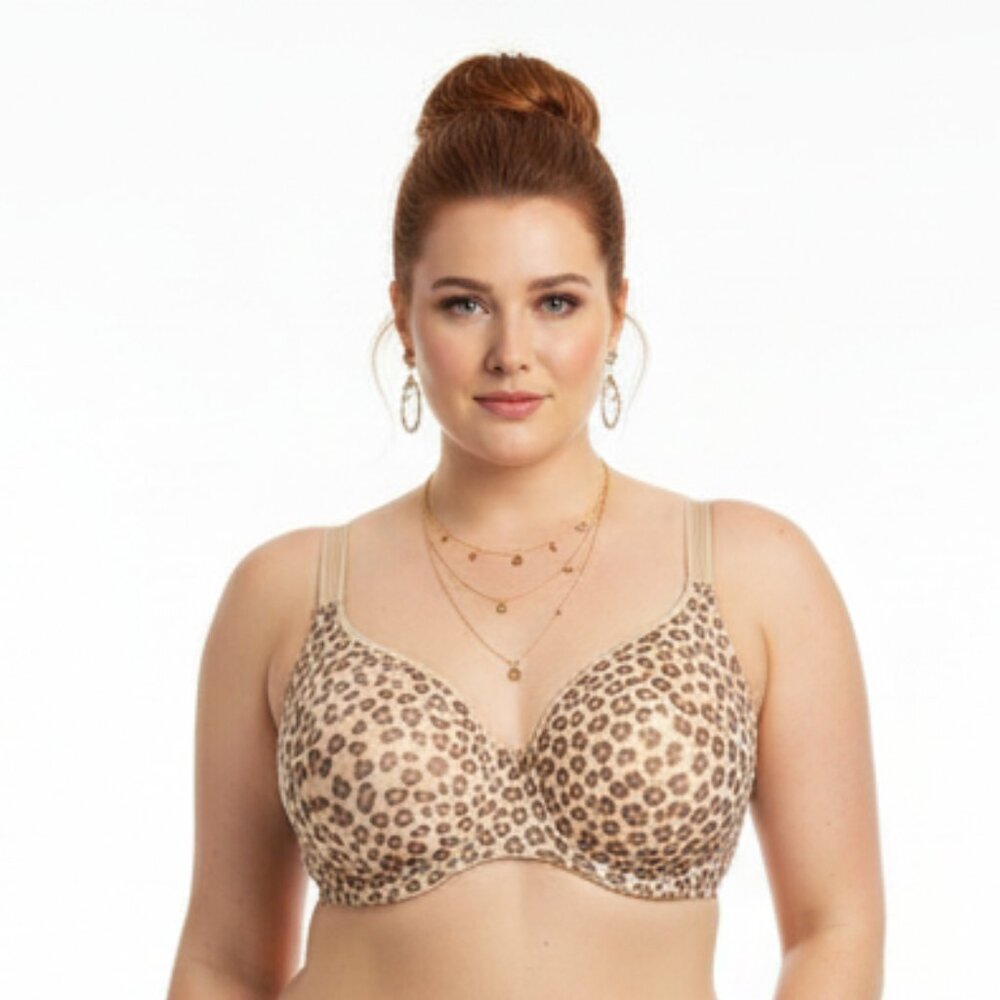 Chantelle Brown Animal Leopard Print Lightly Lined Contour Underwire Bra 36D - Picture 5 of 5